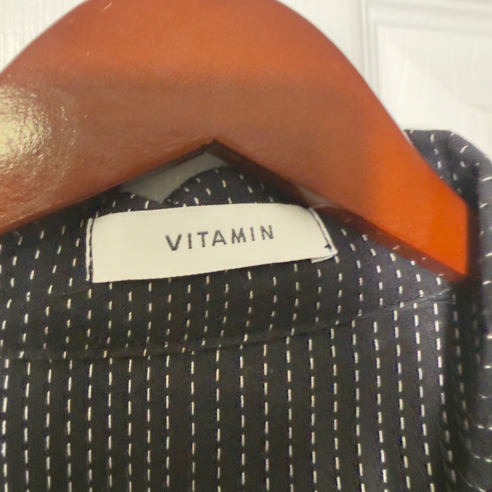 Vitamin Black Pinstripe Button Front Jacket Shirt USA Made Size S - Picture 3 of 5